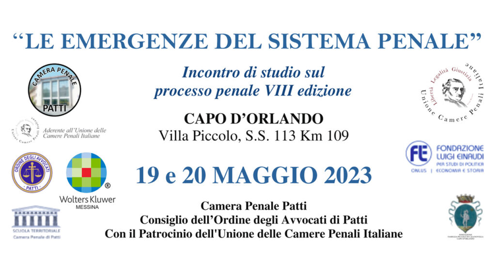 LE EMERGENZE DEL SISTEMA PENALE – CAPO D’ORLANDO, VILLA PICCOLO 19 E 20 MAGGIO 2023